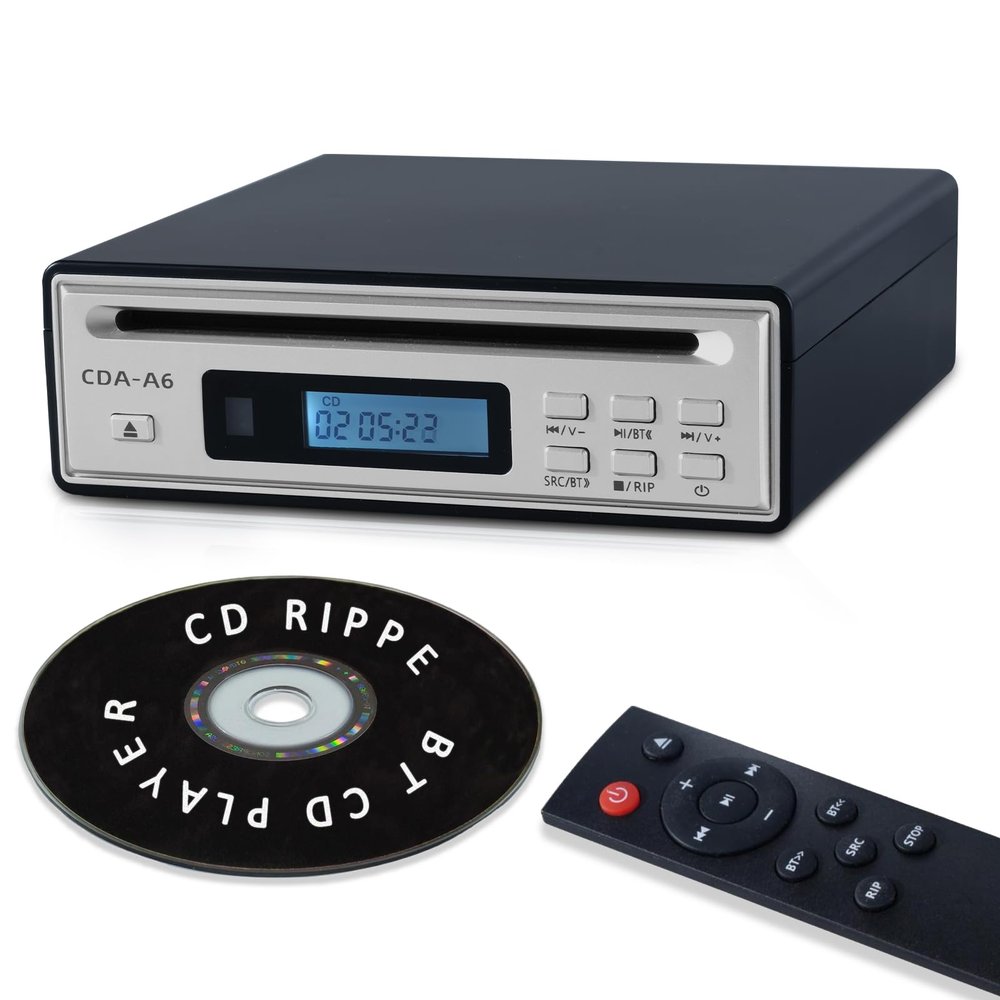 Portable Bluetooth CD Player for Home CD Ripper Hi-Fi Audio CD Player Desktop CD Players Optical and AUX OutputLossless Sound Quality