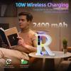 5-in-1 Bluetooth Speaker with 10W Wireless Charger, RGB Night Light, LED Display Screen, White Noise Soother for Bedroom, Nursery, Desktop Home Office (White R, 0) view 4