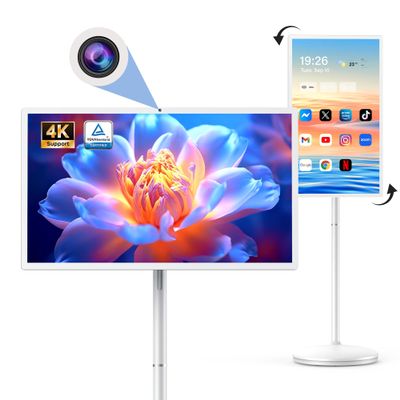 Kiyomo 32" Smart Portable TV on Wheels, PC Mac FHD IPS (Grey)