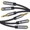 1/8inch Aux Headphone Splitter Cable 1Feet, 3.5mm TRRS 1 Male to 2 Dual TRS Female (Microphone and Audio) Y Adapter, Headphone and Mic Separator for Gaming Headset to PC, Laptop, Smartphone, PS4-2Pack view 1