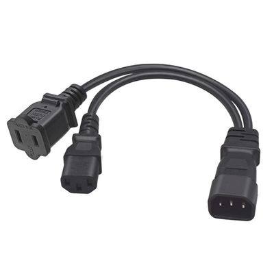 TEWOXIN IEC C14 to C13 + NEMA 1-15R Y Splitter Power Cord C14 Male to C13+Nema 1-15R Female,for Computer Printer Monitor AC Adapter(0.3M/1FT)