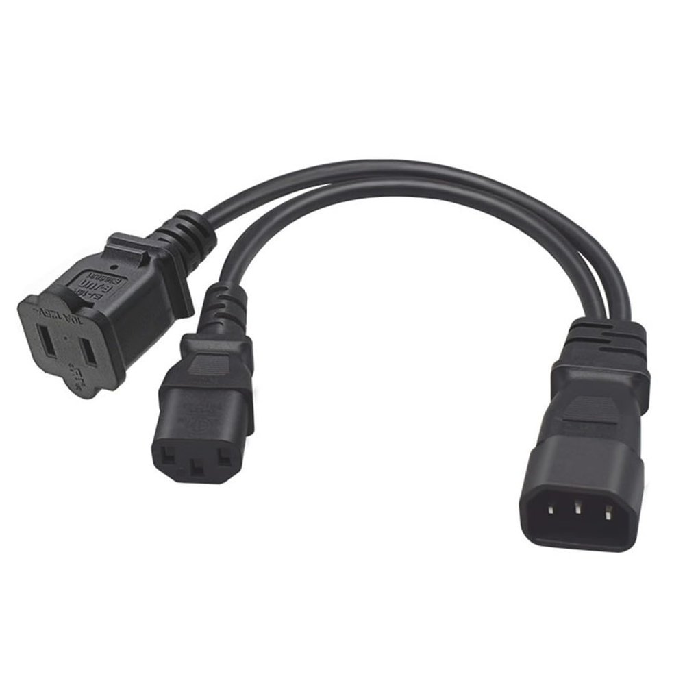 TEWOXIN IEC C14 to C13 + NEMA 1-15R Y Splitter Power Cord C14 Male to C13+Nema 1-15R Female,for Computer Printer Monitor AC Adapter(0.3M/1FT)