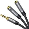 1/8inch Aux Headphone Splitter Cable 1Feet, 3.5mm TRRS 1 Male to 2 Dual TRS Female (Microphone and Audio) Y Adapter, Headphone and Mic Separator for Gaming Headset to PC, Laptop, Smartphone, PS4, Xbox view 1