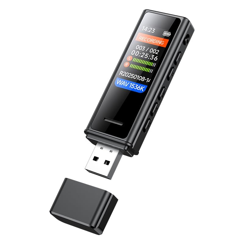 Digital Voice Recorder, 64GB Storage, Voice Activated Recording, USB Connectivity, Playback Function for Meetings, Interviews, Classroom