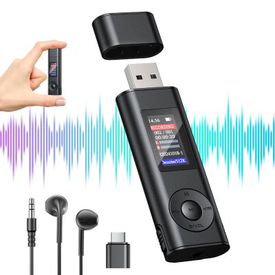 Digital Voice Recorder with 64GB Storage, Voice Activated Recording, USB Connectivity, Playback Function for Meetings, Interviews, Classroom