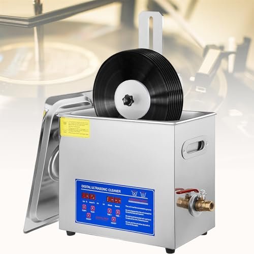 C Ultrasonic Cleaner for Vinyl Records & Jewelry, Auto Rotating Double-Sided, Efficient & Effortless Cleaning with Drying Rack, Professional Grade, Deep Clean Technology