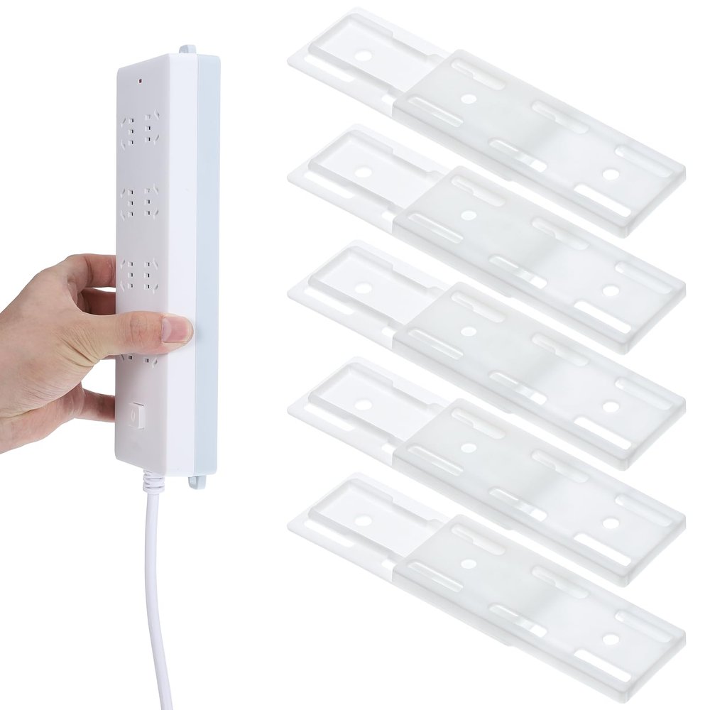 10 Pcs Socket Holder Adhesive Punch Free Power Stirp Holder Kit, Plug Sockets Holders Self Adhesive Desktop Socket Fixer Wall Mount for Power Strip