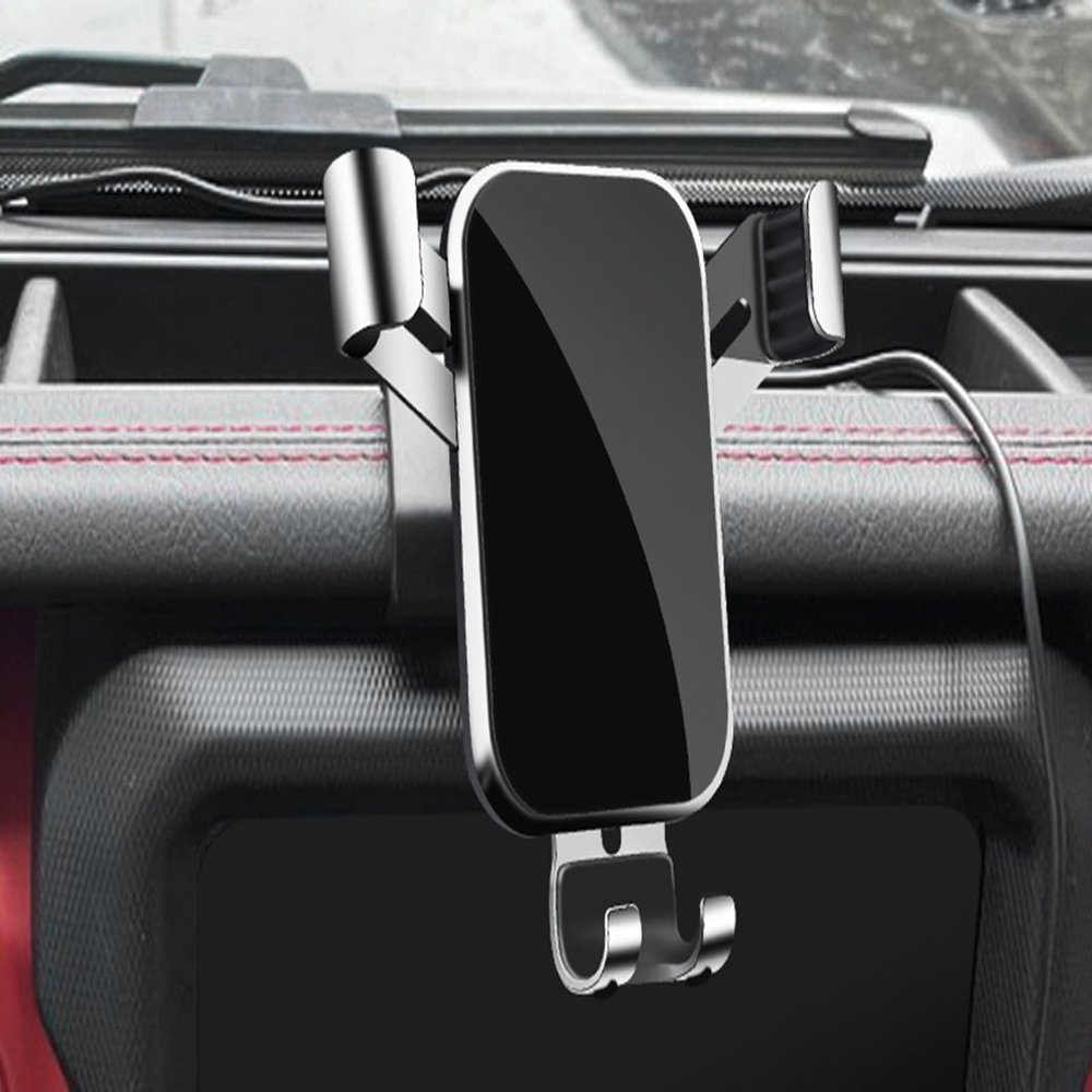 Car Phone Mount for Jeep Wrangler 2018-2023, 360 Rotation Adjustable Holder, Secure Grip, Easy One Hand Use, Hands Free for Safe Driving, Durable Everyday Design,B Silver
