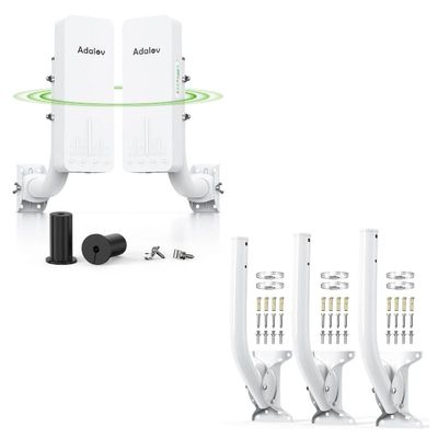 CPE661 Gigabit Wireless Bridge with Mounts, Dual Bridges Broadcast WiFi, 3KM 5.8GHz Outdoor +Adalov Universal Adjustable Mounting Bracket for Wall Mounted/Hole Pole, Antenna Wall-Mounted Mounting Pol