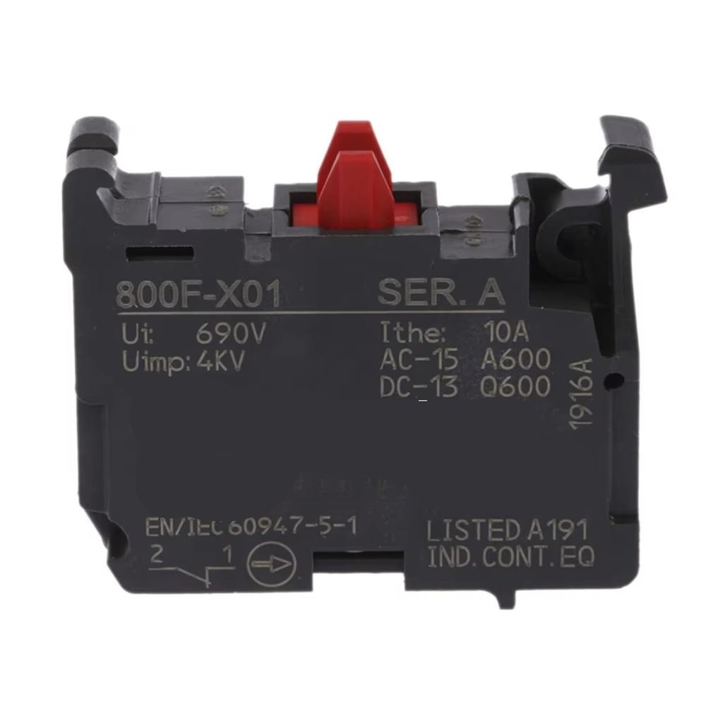 800F-X01 Contact for 690V 10A Button Switch Contact Red 1NC Normally Closed Contact 800FX01(1 Pcs)