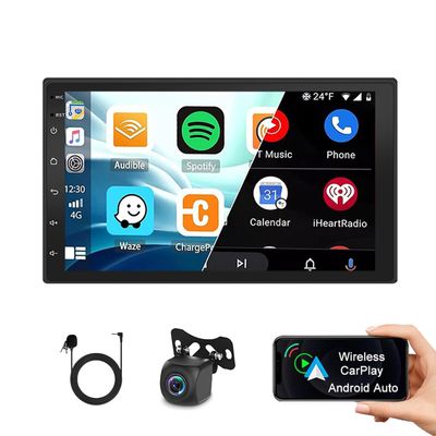 2G+32G Car Radio Stereo for Nissan NP300 2001-2011 with Wireless Carplay Android Auto,7 Inch Touchscreen Double Din Radio Head Unit Built-in WiFi Bluetooth GPS Navigation SWC + 1080P Backup Camera MIC