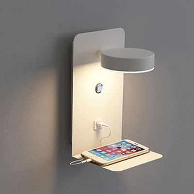 1 Pack Modern Headboard Reading Lamp with USB Charging, Adjustable 330 Wall Light, 3 Color Modes (3000K/4000K/6000K), Button Switch for Bedroom Bedside Lighting