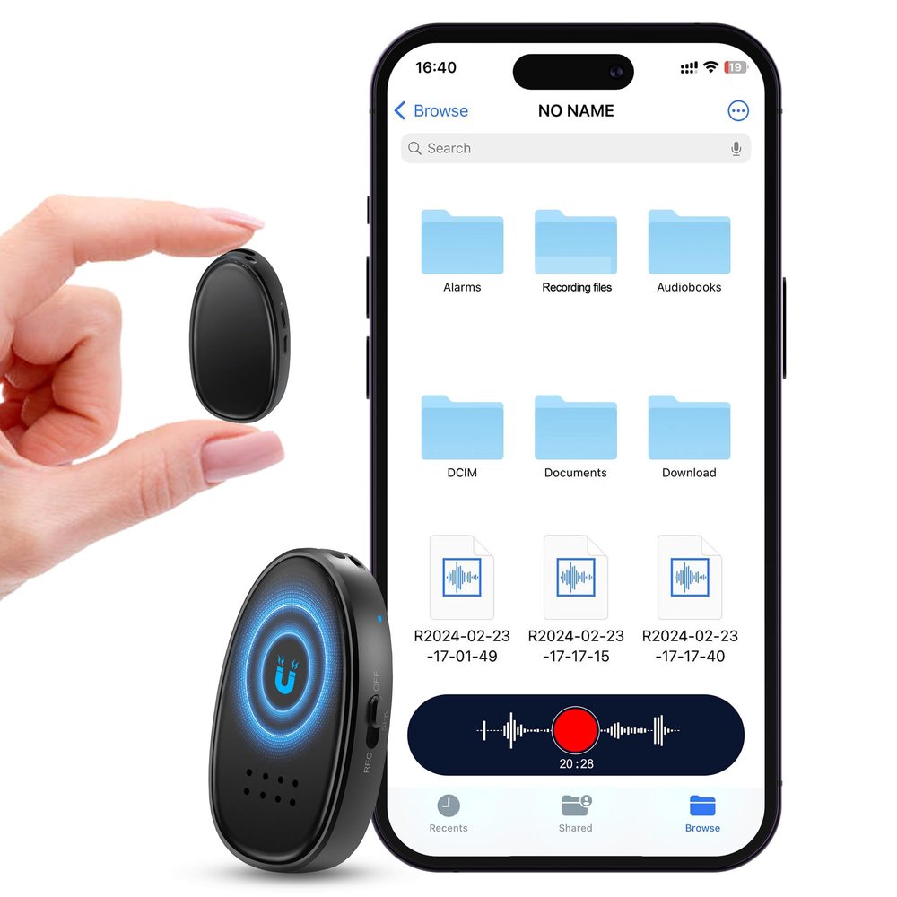 128GB (9860 Hours) Voice Recorder with DSP Triple Noise Reduction, MDalong 3072kbps MP3 Audio Recorderbuilt-in Speaker, HD Voice Activated Recorder for Work, Lectures, Interview, Black