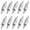 10PCS 3.5mm Male to Male Stereo Audio Plug Connector, TRS Barrel Coupler Metal Adapter Jack for Headphone Speaker Microphone Amplifier Mixer Cable Repair DIY Audio Replacement (Silvery x10Pcs) view 1
