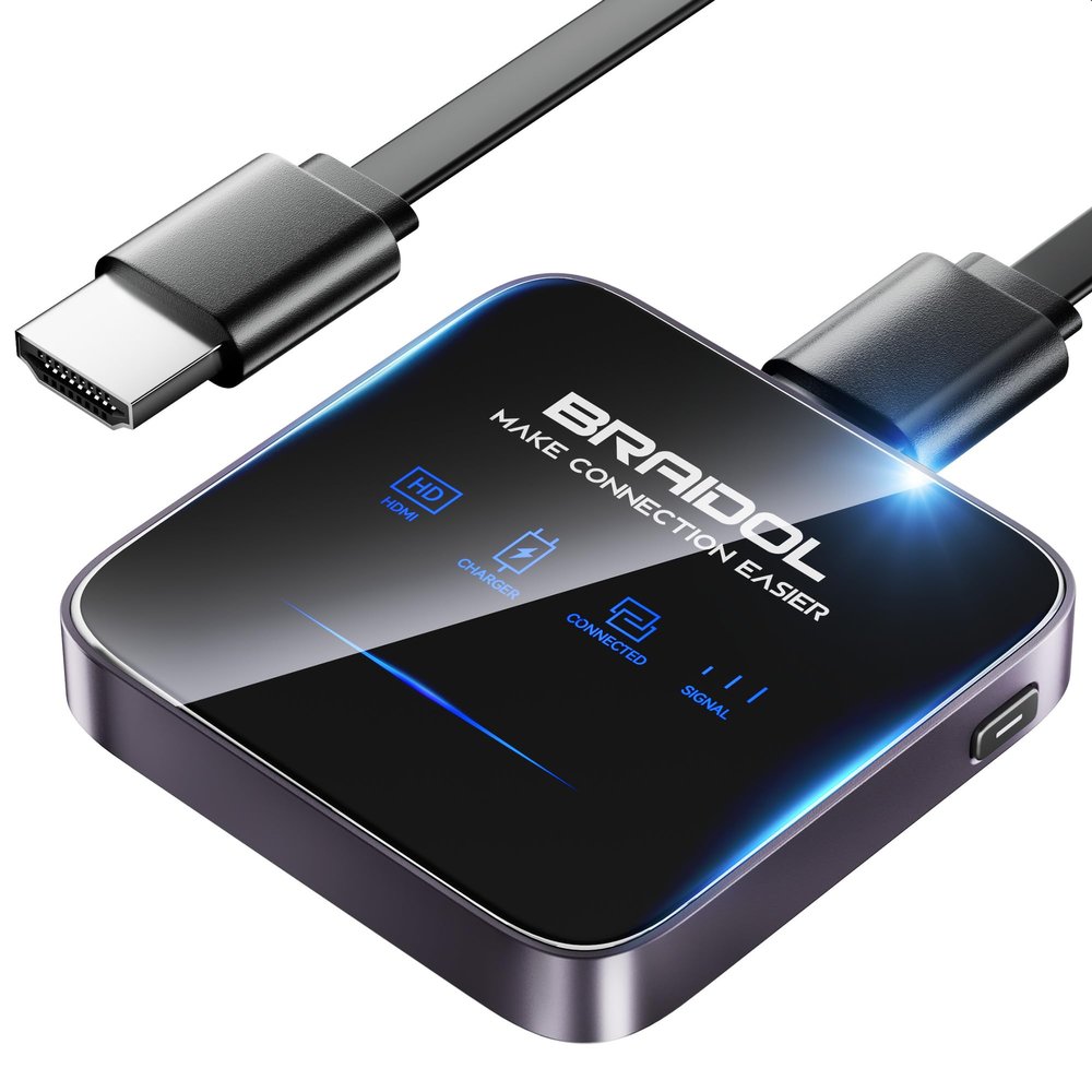 2026 Upgraded Wireless HDMI Display Dongle Adapter, Transmitter Streaming Media Video/Audio/File HDMI Wireless Extender from Smartphone,Laptop to HDTV/Monitor/Projector, Support Airplay DLNA (Gery)
