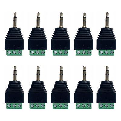 10PCS 3.5mm Jack Connector Screw Terminal Block Adapter, Stereo Mono TRS Audio Plug Solder-Free Crimping Connector for Headphone Microphone Speaker Amplifier Mixer DIY Cable Repair (Black 10Pcs)