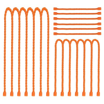 18pcs Silicone Cable Ties, 6-Inch, 12-Inch, 18-Inch Reusable Cable Zip Ties, Bendable Rubber Twist Ties, for Organizing, Bundling and Hooking (Orange, 6in+12in+18in (18pcs))
