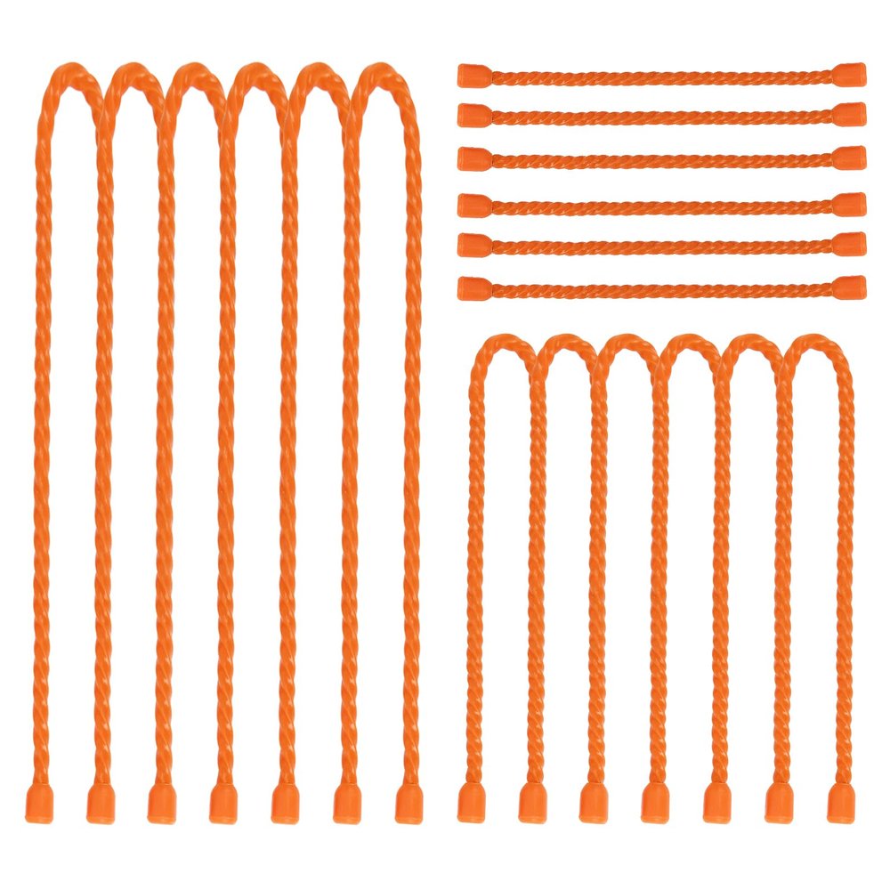18pcs Silicone Cable Ties, 6-Inch, 12-Inch, 18-Inch Reusable Cable Zip Ties, Bendable Rubber Twist Ties, for Organizing, Bundling and Hooking (Orange, 6in+12in+18in (18pcs))