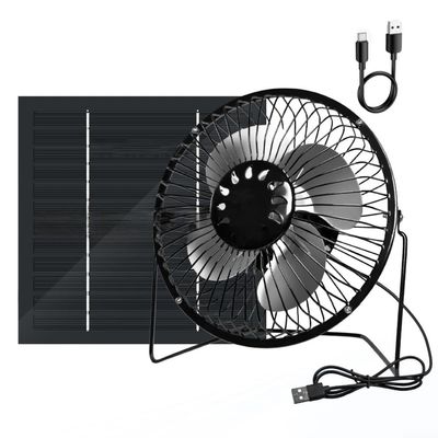 8-Inch Solar Panel Fan, 10W Portable Outdoor Ventilation with 360 Rotation, 5V Low-Voltage, PET Iron, USB Power Bank Charging for Camping Tents RV Sheds
