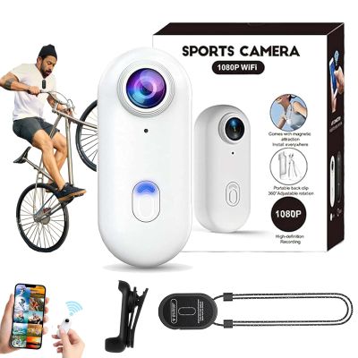 The Snap Cam, Snapcam Baseball, Handsfree Pov Pro 4k Camera, HD 1080p/4k Mini Wearable Body Adventure Action Cameras with Audio, Video, Mount Anywhere, For Vlogging, Cycling, Diving (White, 1080P)