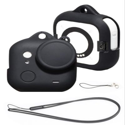 Case for Insta360 Go Ultra Action Camera (Camera Body),WUNIAK Soft Silicone Protective Portable Scratch Shock Resistant with Lens Case Cover & Anti-Lost Rope,Black.