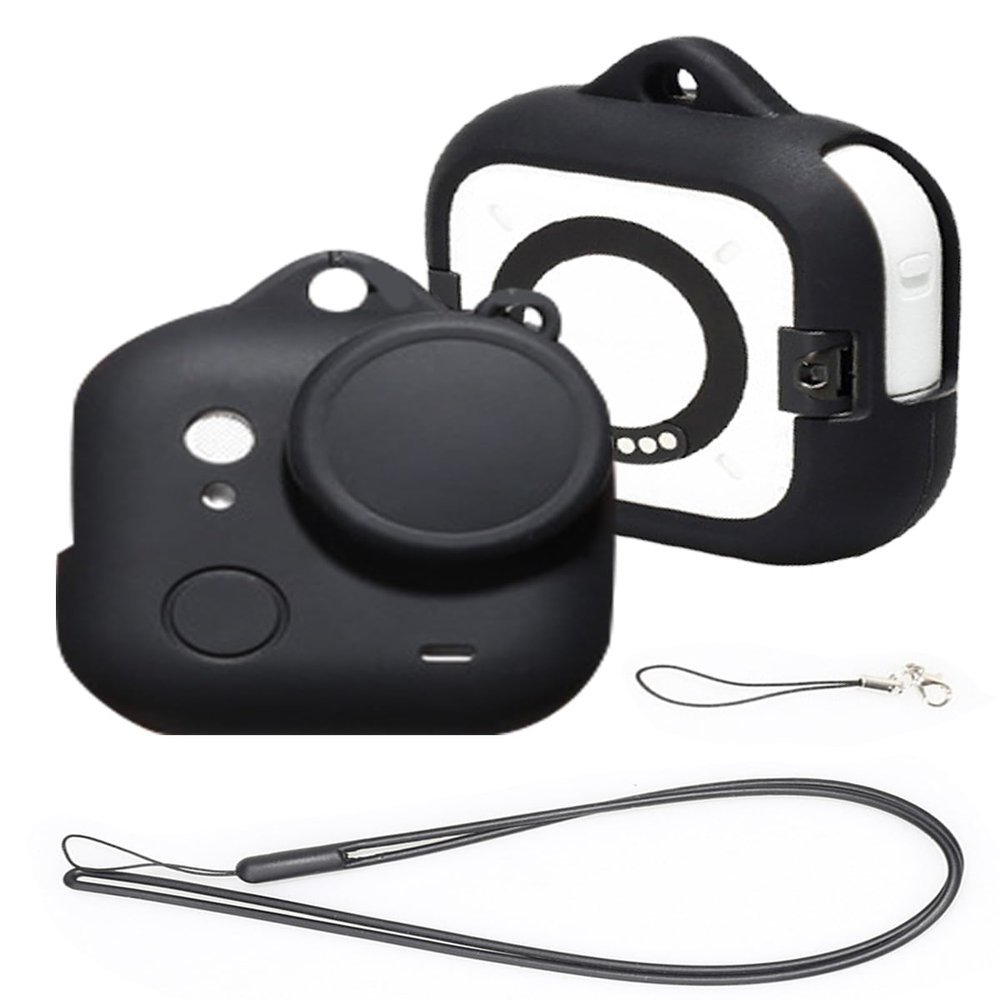 Case for Insta360 Go Ultra Action Camera (Camera Body),WUNIAK Soft Silicone Protective Portable Scratch Shock Resistant with Lens Case Cover & Anti-Lost Rope,Black.