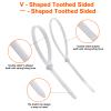 Symretie 12"-shaped & V-shaped double-sided tooth zip ties white. : 100lbs, V: 200lbs tensile strength. Heavy-duty, self-locking, adjustable, durable nylon ties for indoor/outdoor use. (40V+60) view 3