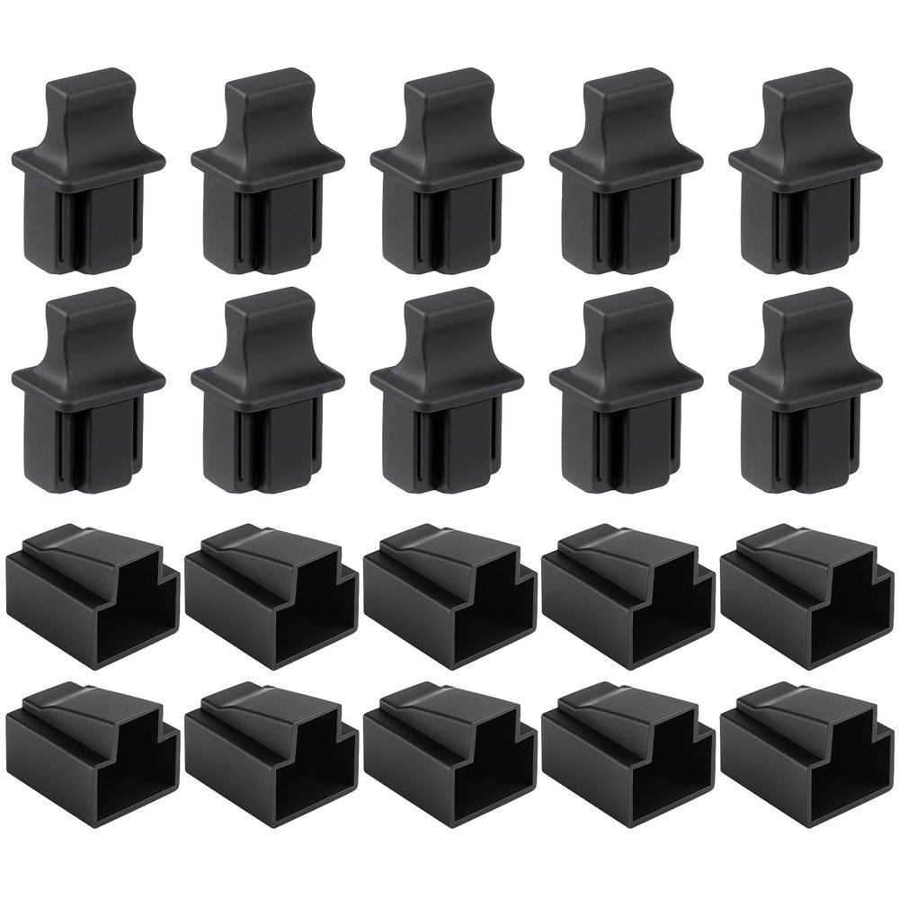 Rj45 Dust Covers Caps, 10 Male + 10 Female Ethernet Port Cover Ethernet Lan Port Protector Rj45 Anti-Dust Cover Plugs Protector Stopper Cap for Fiber Optic Copper Rj45female Fiber Terminal Slot, Black