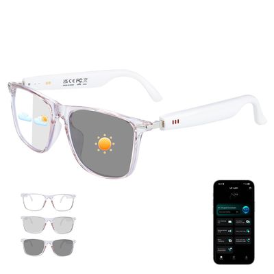 AI Smart Glasses, Bluetooth 6.0 Real-Time Translation Glasses for Men Women, 160+ Languages AI Translator, Open-Ear Bluetooth Glasses with Speakers, Color-Changing Lenses for Business Travel Pink