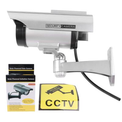 Pilipane Fake Surveillance Camera Solar Powered Dummy Security Camera with LED Flashing Light High Simulation Anti Theft Function for Home Business Office ABS Material