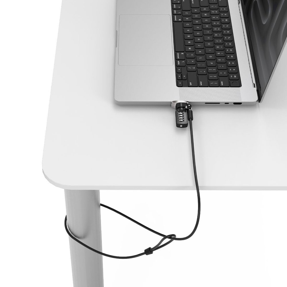 Compulocks Ledge Lock Adapter for MacBook Pro 16" M1,M2,M3, M4,M5 with Combination Cable Lock Silver
