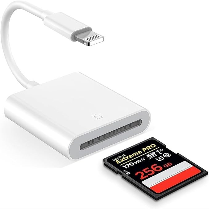Apple MFi Certified  Lightning to SD Card Reader, Camera Memory Card Adapter for iPhone, iPad, Trail Camera Viewer, Plug and Play