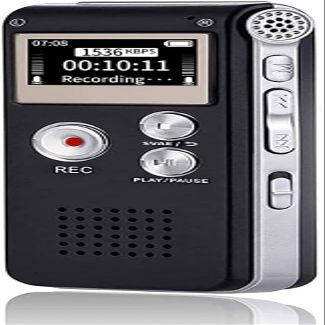Voice Recorder 16GB Capacity Voice Activated Recording Device Digital Voice Recorder for Lectures, Meetings, Interviews Audio Recorder with USB Rechargeable WAV/MP3 Tape Recorder (16GB)