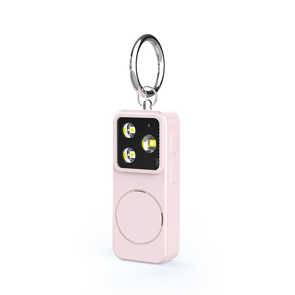 iEWENi B11 Portable Lighting Women's Safety Alarm Device 150dB Buzzer Alarm Strobe Light Rechargeable with Charging Cable and Power Switch Night-time Flashlight Keychain (Pink - Lighting Alarm)