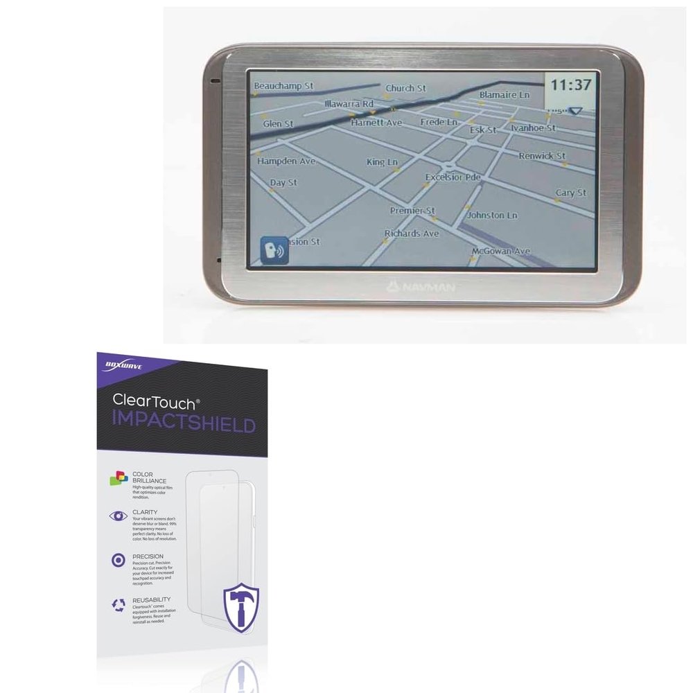 BoxWave Screen Protector Compatible With Navman MY600LMT - ClearTouch ImpactShield (2-Pack), Impenetrable Screen Protector Flexible Film