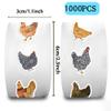 1000PCS Chicken Stickers Roll, 2 Rolls 10 Styles Cute Hen and Farm Stickers, Waterproof Vinyl Decals for Water Bottles Laptops Scrapbooking Party Favors Classroom Rewards view 2