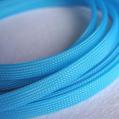 High Density PET Braided Sleeve, Expandable UV Cable Protection, Flame Retardant Split Sleeving, 3-10mm Diameter, 1pcs(Uv Blue,3MM*10M)