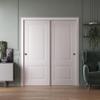 SARTODOORS Sliding Closet Bypass Doors 72 x 80 inches | Base 7422 White | Rails Hardware Set | Wood Solid Bedroom Wardrobe Doors view 2