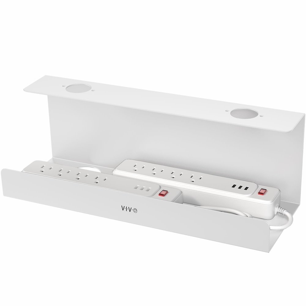 VIVO Under Desk 17 inch Extra Deep Cable Management Tray, Power Strip Holder, Cord Organizer, Wire Tamer for Office and Home, White, DESK-AC16-1CW