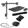 HP G5 Mulitport Dock 100W, Three 4K Displays Supported for Business, DisplayPort and USB Hub Bundled with Desk Mount Dual Monitor Stand, MK670 Wireless Keyboard/Mouse Set and Gel Pads view 1
