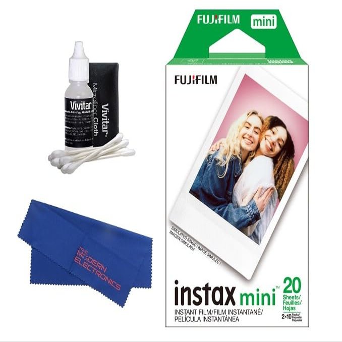 FUJIFILM INSTAX MINI Instant Color Film Bundle for EVO, Mini 12, Mini 11 and Mini 41 Cameras, Includes: Instant Color Film, Cleaning Kit and Cleaning Cloth (20 Exposures)