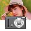 Oreilet Digital Camera, 64MP 4K CCD Vlog Camera with 2.4 Inch HD Screen for Photography, for Teens Students, Auto Focus, Supports Up to 256GB Small Memory Card (Black) view 2