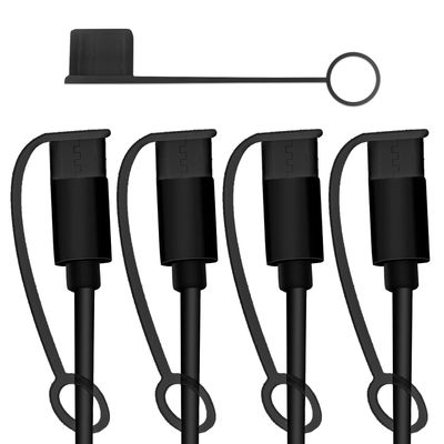 PortPlugs USB-C Covers - Dust Protection Caps with Integrated Cable Tether for USB Type-C Charging Cables for Phones, Tablets, Devices, and More | Black (5-Pack)