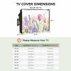 Outdoor TV Cover 48 to 50 Inch Weatherproof, Spring Floral Waterproof Outdoor TV Enclosure with Side Pocket, Summer Botanical Pink Wildflower Television Protector Cover view 2