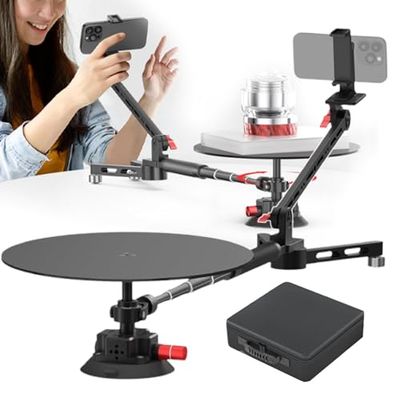360 Rotating Platform Rig for Product Photography - Adjustable Shooting Distance 0-110cm, Ideal for Commercial Video and Food Shooting