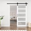 36" W x 84''H White Wood Glass Paneled Sliding Barn Door with Installation Hardware Kit view 1