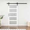 36" W x 84''H White Wood Glass Paneled Sliding Barn Door with Installation Hardware Kit view 2