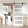 36" W x 84''H White Wood Glass Paneled Sliding Barn Door with Installation Hardware Kit view 3
