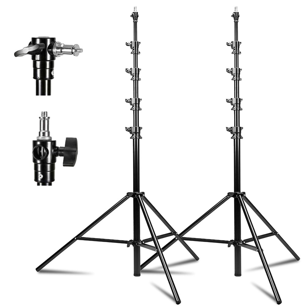 Kate 2 Pack Heavy Duty Light Stand Tripod - 15.7ft Air Cushioned Aluminum Alloy Lighting Stand with Tripod, 2 Sandbags & 1/4"-3/8" Adapter, 9.46lb Load for Studio/Indoor/Outdoor Video Photography