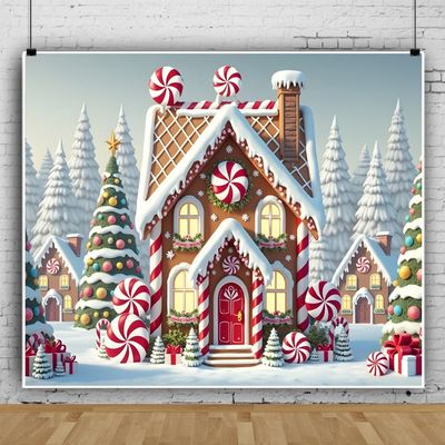 10x8ft Christmas Backdrop Candy Canes Gingerbread Backdrop Christmas Photo Backdrops Props for Photoshoot New Years Xmas Birthday Holiday Decorations Photography Background